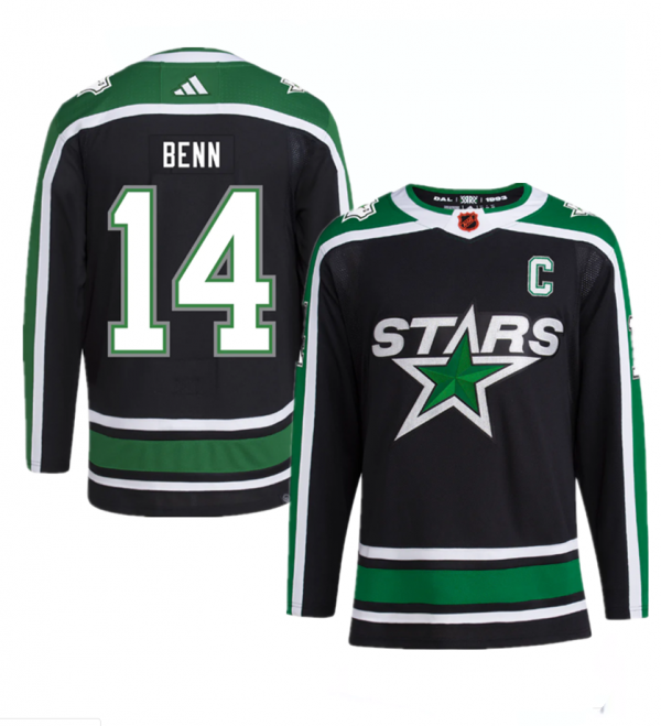 Men Dallas Stars #14 Jamie Benn Black 2022-23 Reverse Retro Stitched Jersey