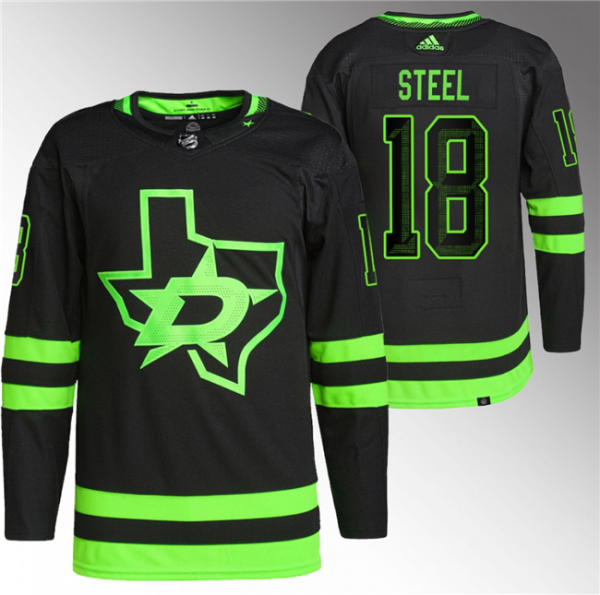 Men Dallas Stars #18 Sam Steel Black Stitched Jersey