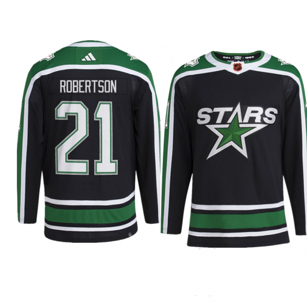 Men Dallas Stars #21 Jason Robertson Black 2022-23 Reverse Retro Stitched Jersey