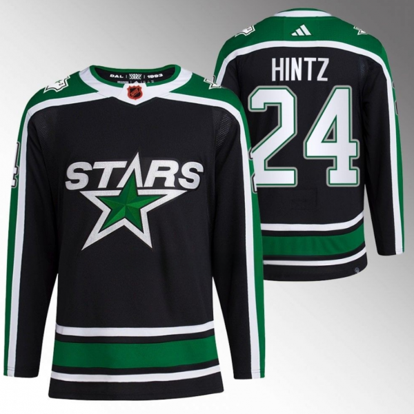 Men Dallas Stars #24 Roope Hintz Black 2022-23 Reverse Retro Stitched Jersey