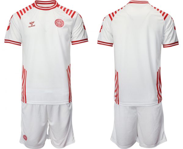 Denmark Custom White 2022 FIFA World Cup Away Soccer Jersey Suit