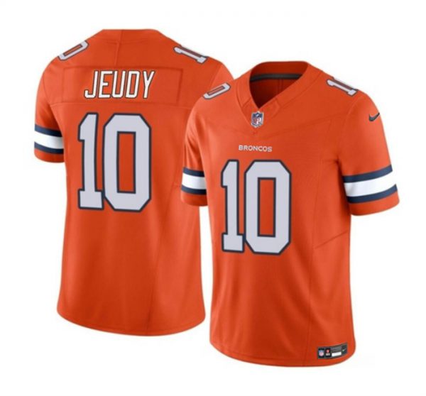 Men Denver Broncos #10 Jerry Jeudy Orange 2023 F.U.S.E. Vapor Untouchable Stitched Jersey