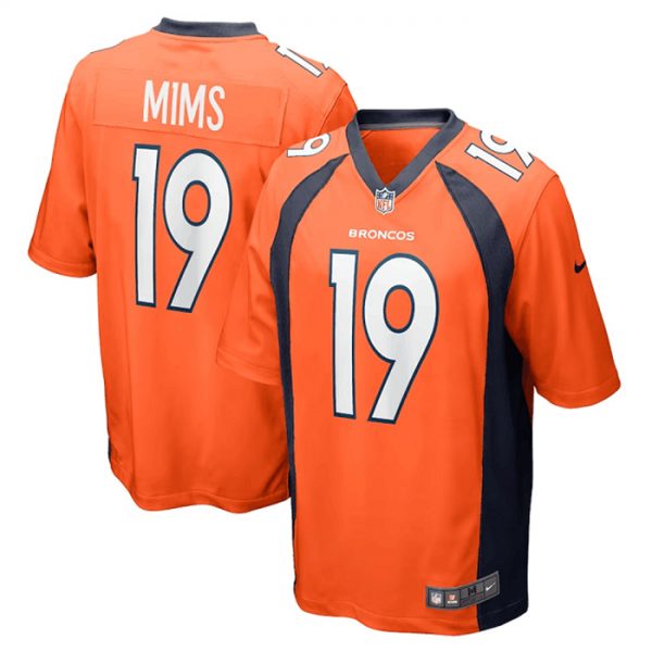 Men Denver Broncos #19 Marvin Mims Jr. Orange Stitched Game Football Jersey