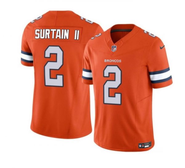 Men Denver Broncos #2 Pat Surtain II Orange 2023 F.U.S.E. Vapor Untouchable Stitched Jersey