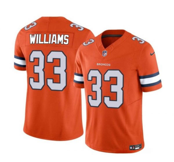 Men Denver Broncos #33 Javonte Williams Orange 2023 F.U.S.E. Vapor Untouchable Stitched Jersey