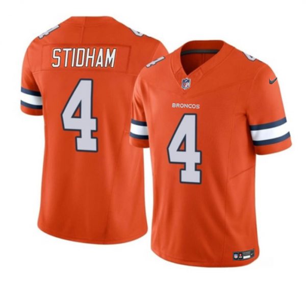 Men Denver Broncos #4 Jarrett Stidham Orange 2023 F.U.S.E. Vapor Untouchable Stitched Jersey