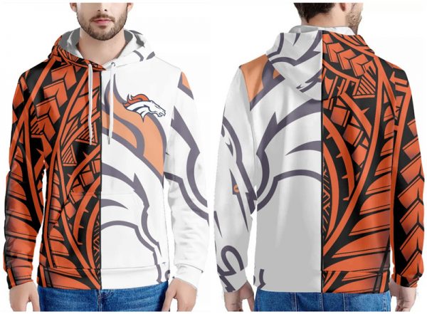 Men Denver Broncos Black/Orange/White Pullover Hoodie
