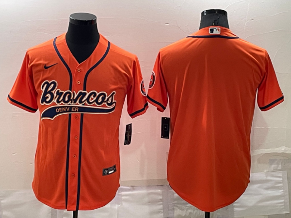 Men Denver Broncos Blank Cool Base Orange Stitched Baseball Jersey