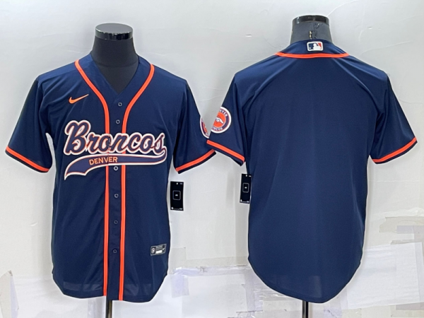 Men Denver Broncos Blank Navy Cool Base Stitched Baseball Jersey