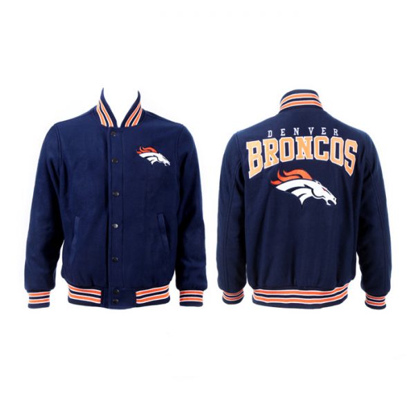 Men Denver Broncos Navy Stitched Jacket