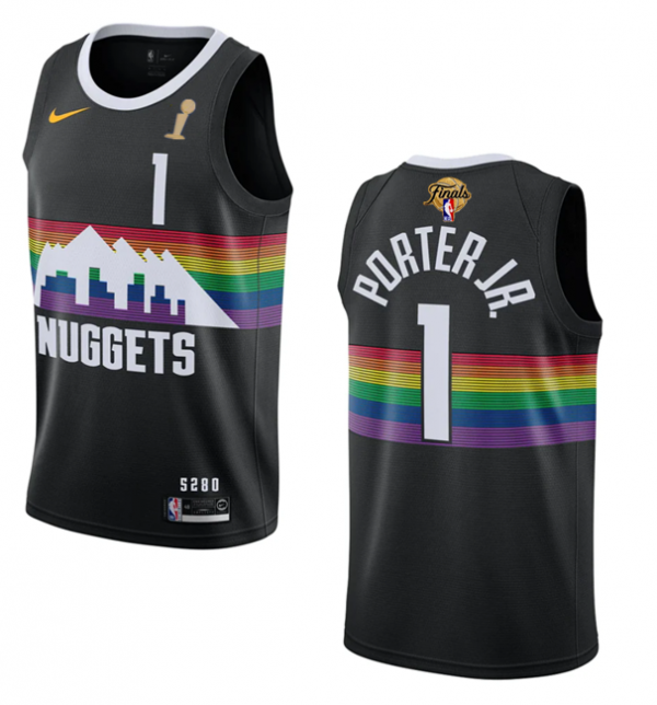 Men Denver Nuggets #1 Michael Porter Jr. Black 2023 Finals Champions City Edition Stitched Basketball Jersey