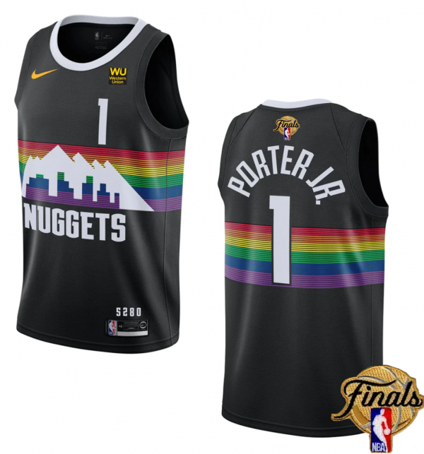 Men Denver Nuggets #1 Michael Porter Jr. Black 2023 Finals City Edition Stitched Basketball Jersey