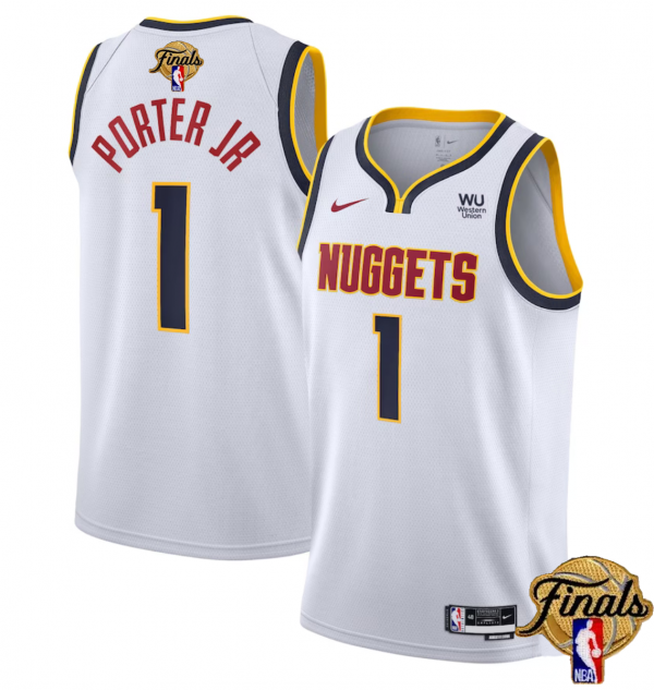 Men Denver Nuggets #1 Michael Porter Jr. White 2023 Finals Association Edition Stitched Basketball Jersey