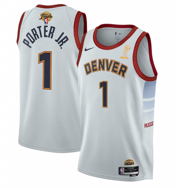 Men Denver Nuggets #1 Michael Porter Jr. White 2023 Finals Champions Icon Edition Stitched Basketball Jersey