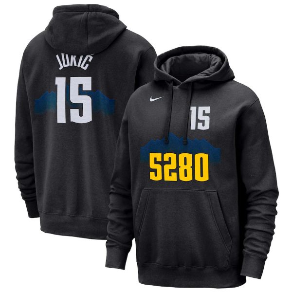 Men Denver Nuggets #15 Nikola Jokic Black 2023/24 City Edition Name & Number Pullover Hoodie