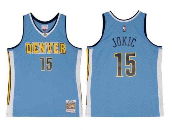 Men Denver Nuggets #15 Nikola Jokic Blue 2016-17 Mitchell & Ness Swingman Stitched Jersey