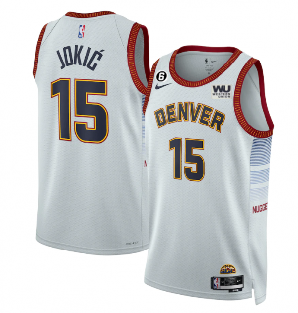Men Denver Nuggets #15 Nikola Jokic Grey 2022/23 City Edition Stitched Jersey
