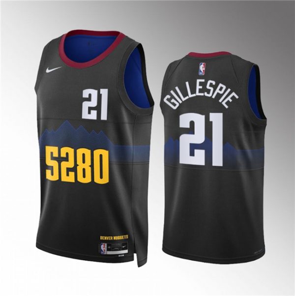 Men Denver Nuggets #21 Collin Gillespie Black 2023 City Edition Stitched Basketball Jersey