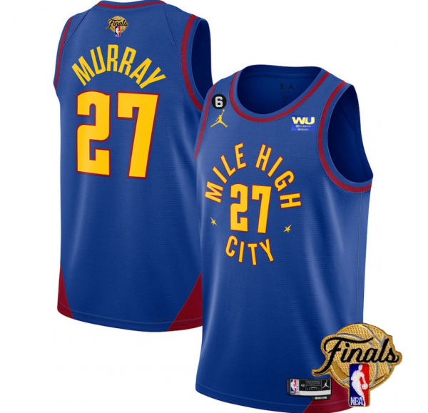 Men Denver Nuggets #27 Jamal Murray Blue 2023 Finals Statement Edition With NO.6 Patch Stitched Basketball Jersey