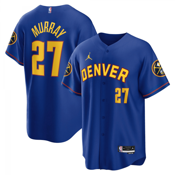 Men Denver Nuggets #27 Jamal Murray Blue Cool Base Stitched Baseball Jersey