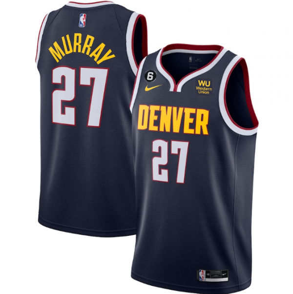 Men Denver Nuggets #27 Jamal Murray Navy Icon Edition With NO.6 Patch Stitched Jersey