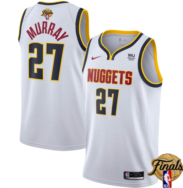 Men Denver Nuggets #27 Jamal Murray White 2023 Finals Association Edition Stitched Basketball Jersey
