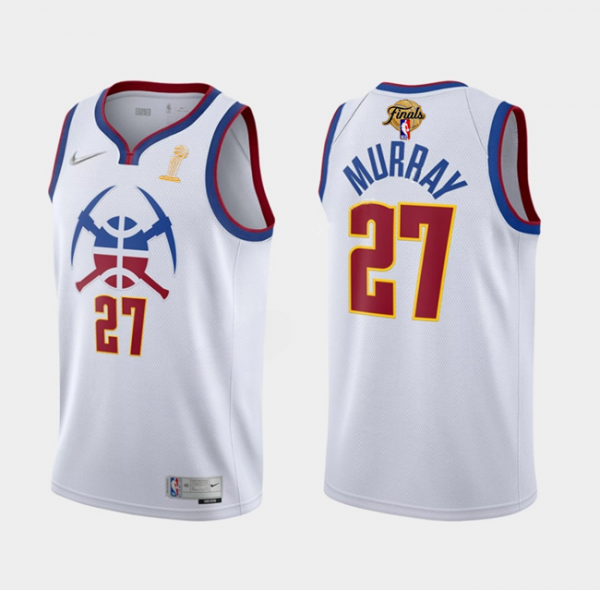 Men Denver Nuggets #27 Jamal Murray White 2023 Finals Champions Earned Edition Stitched Basketball Jersey
