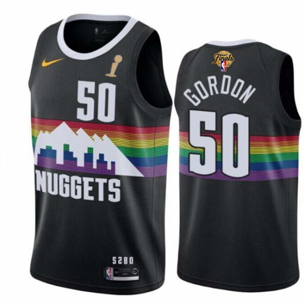 Men Denver Nuggets #50 Aaron Gordon Black 2023 Finals Champions City Edition Stitched Basketball Jersey