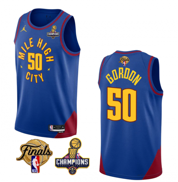 Men Denver Nuggets #50 Aaron Gordon Blue 2023 Nuggets Champions Patch And Finals Patch Statemenr Edition Stitched Basketball Jersey
