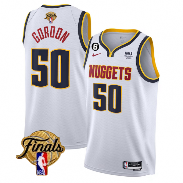 Men Denver Nuggets #50 Aaron Gordon White 2023 Finals Association Edition With NO.6 Patch Stitched Basketball Jersey
