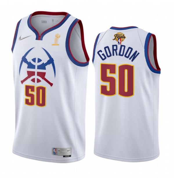 Men Denver Nuggets #50 Aaron Gordon White 2023 Finals Earned Edition Stitched Basketball Jersey