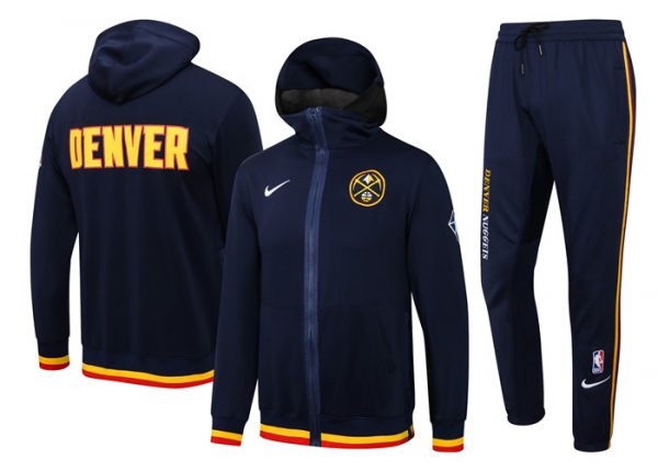 Men Denver Nuggets 75th Anniversary Navy Performance Showtime Full-Zip Hoodie Jacket And Pants Suit
