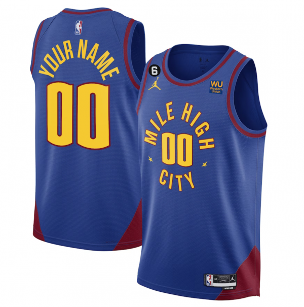 Denver Nuggets Active Player Custom Blue 2022/23 Statement Edition With NO.6 Patch Stitched Jersey