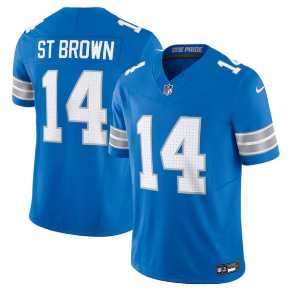 Men Detroit Lions #14 Amon-Ra St. Brown Blue 2024 F.U.S.E. Vapor Limited Stitched Jersey