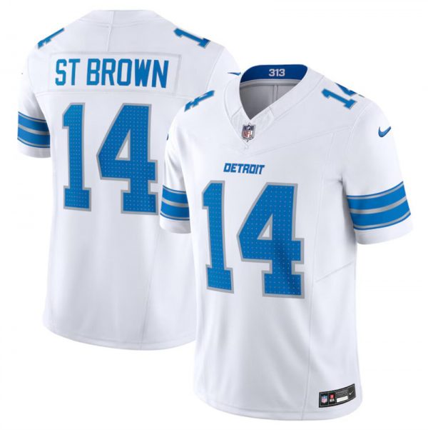 Men Detroit Lions #14 Amon-Ra St. Brown White 2024 F.U.S.E. Vapor Limited Stitched Jersey