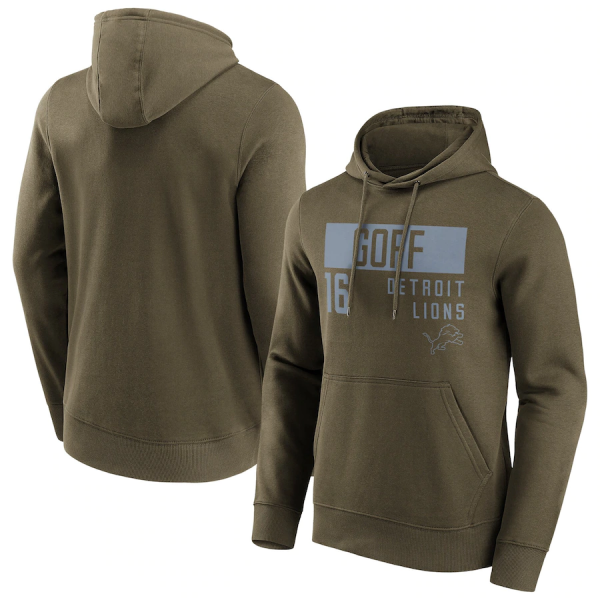Men Detroit Lions #16 Jared Goff Fashion Name & Number Hoodie