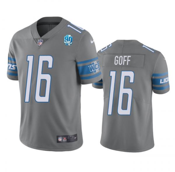 Men Detroit Lions #16 Jared Goff Grey 2023 90th Anniversary Vapor Untouchable Limited Stitched Jersey