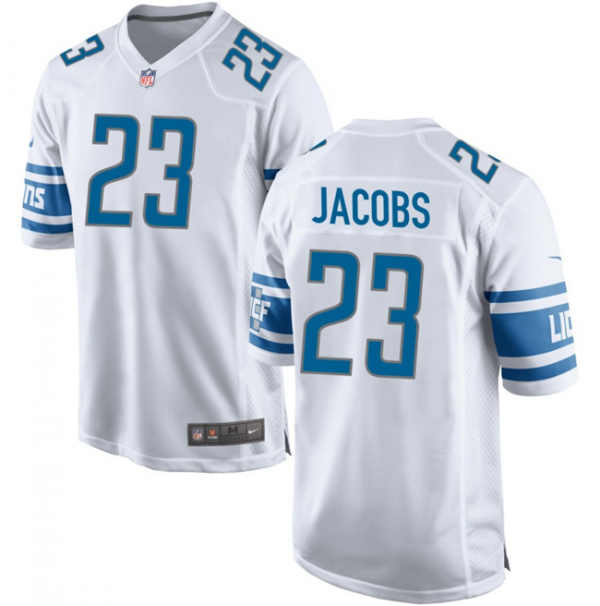 Men Detroit Lions #23 Jerry Jacobs White Stitched Game Jersey