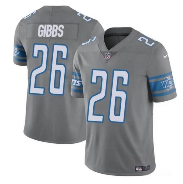 Men Detroit Lions #26 Jahmyr Gibbs Grey Vapor Untouchable Limited Stitched Jersey