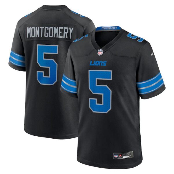 Men Detroit Lions #5 David Montgomery Black 2nd Alternate Stitched Game Jersey