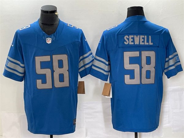 Men Detroit Lions #58 Penei Sewell Blue 2023 F.U.S.E. Vapor Untouchable Limited Stitched Jersey