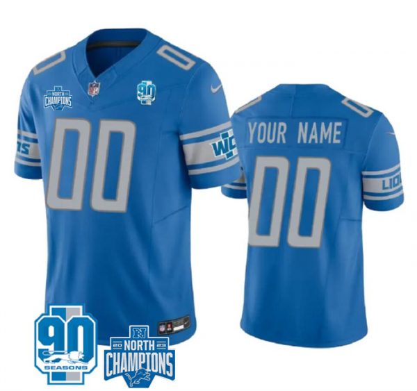 Detroit Lions Active Player Custom Blue 2023 F.U.S.E. 90th Anniversary NFC North Division Champions Vapor Limited Stitched Football Jersey