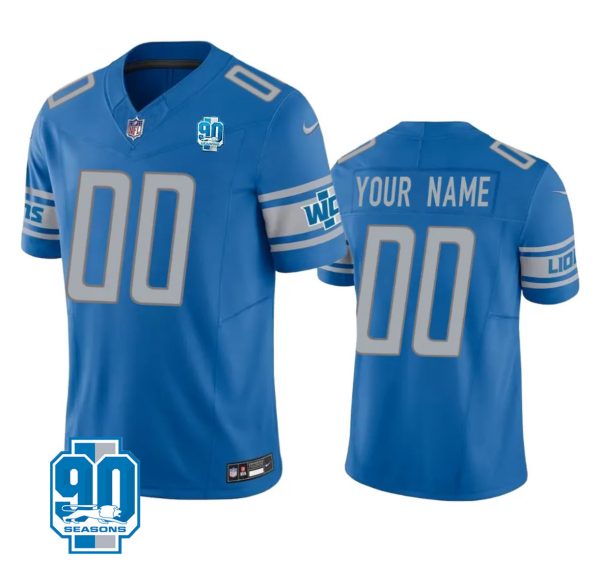 Detroit Lions Active Player Custom Blue 2023 F.U.S.E. 90th Anniversary Vapor Limited Stitched Football Jersey