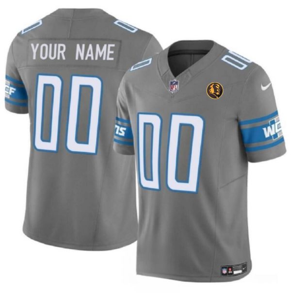 Detroit Lions Active Player Custom Gray 2023 F.U.S.E. With John Madden Patch Vapor Limited Stitched Football Jersey