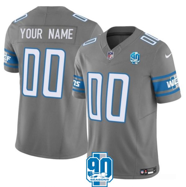 Detroit Lions Active Player Custom Grey 2023 F.U.S.E. 90th Anniversary Vapor Limited Stitched Football Jersey