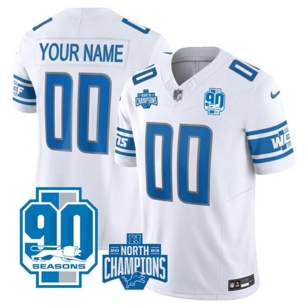 Detroit Lions Active Player Custom White 2023 F.U.S.E. 90th Anniversary NFC North Division Champions Vapor Limited Stitched Football Jersey