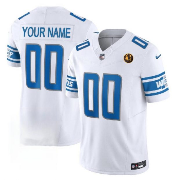 Detroit Lions Active Player Custom White 2023 F.U.S.E. With John Madden Patch Vapor Limited Stitched Football Jersey