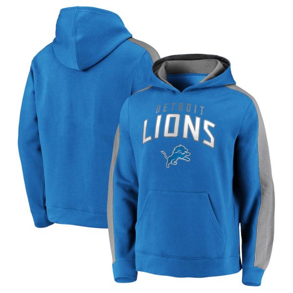 Men Detroit Lions Blue Game Time Arch Pullover Hoodie