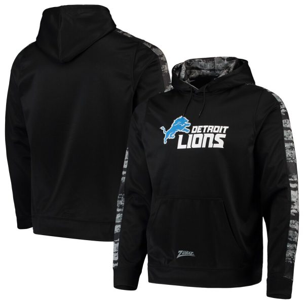 Men Detroit Lions Zubaz Black Tonal Oxide Pullover Hoodie
