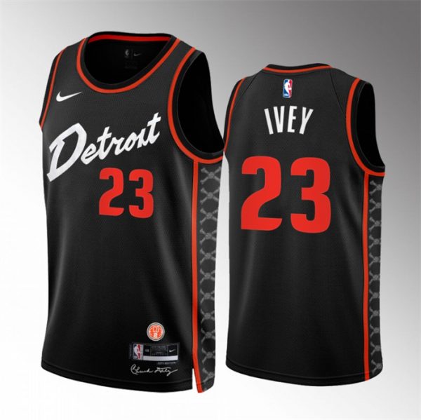 Men Detroit Pistons #23 Jaden Ivey Black 2023/24 City Edition Stitched Basketball Jersey